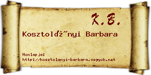 Kosztolányi Barbara névjegykártya