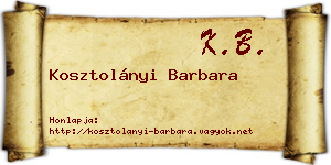 Kosztolányi Barbara névjegykártya